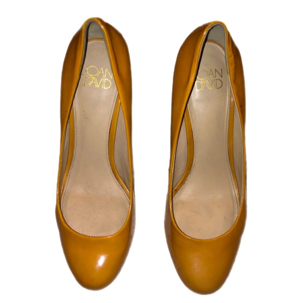 Joan and David Patent Leather Tan Pumps